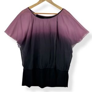 Y2K 2000s Cocomo Ombre Flutter Sleeve Top Women Size XL Whimsigoth Fairy Grunge